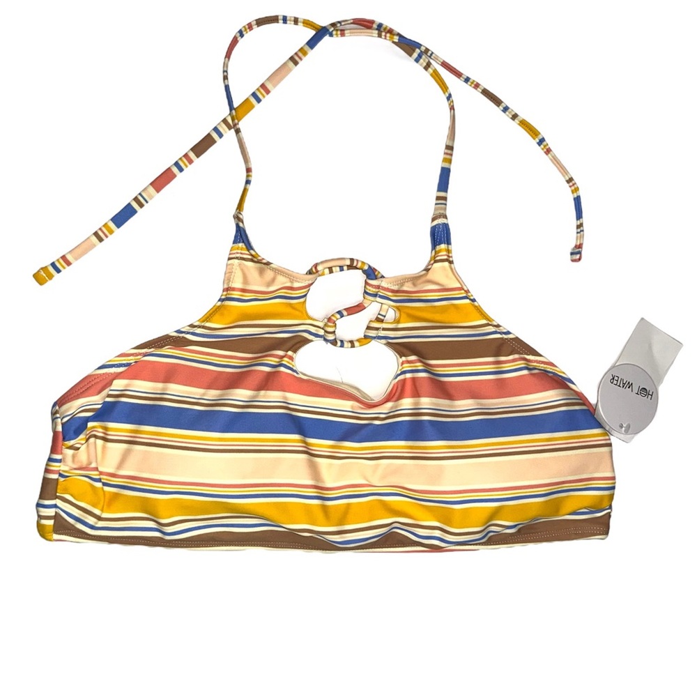 NWT Hot Water Stripe Halter Bikini Top XL